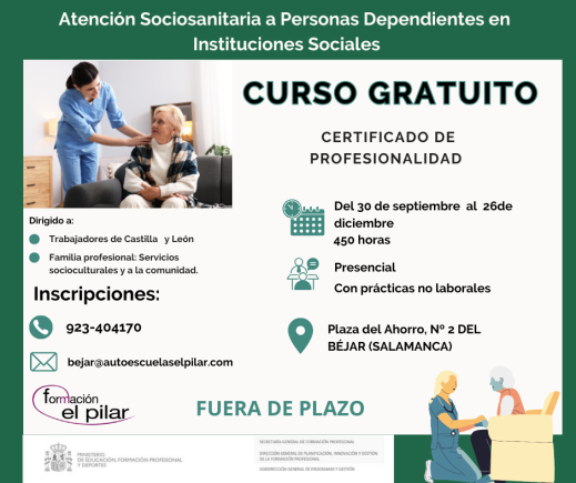 ATENCIÓN SOCIOSANITARIA A PERSONAS  DEPENDIENTES EN INSTITUCIONES SOCIALES